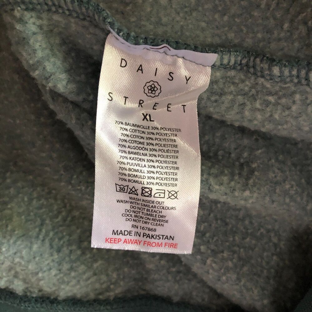 Daisy Street Hoodie XL Green Tie Dye Oversized Y2k Goth Hearts New York Grunge - Picture 14 of 16